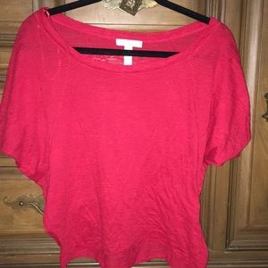 Red See Through Thin Tee Cut Bottom Style